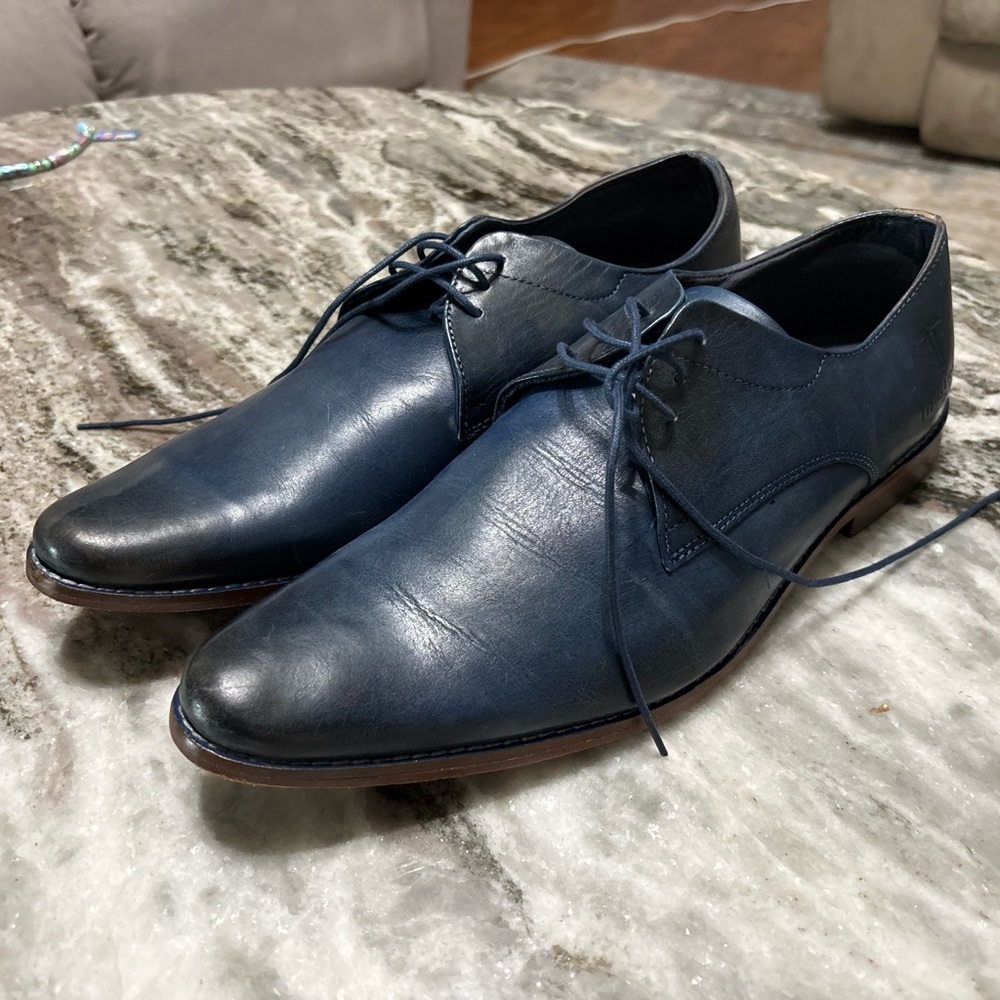 Men's Blue Leather Dress Shoes